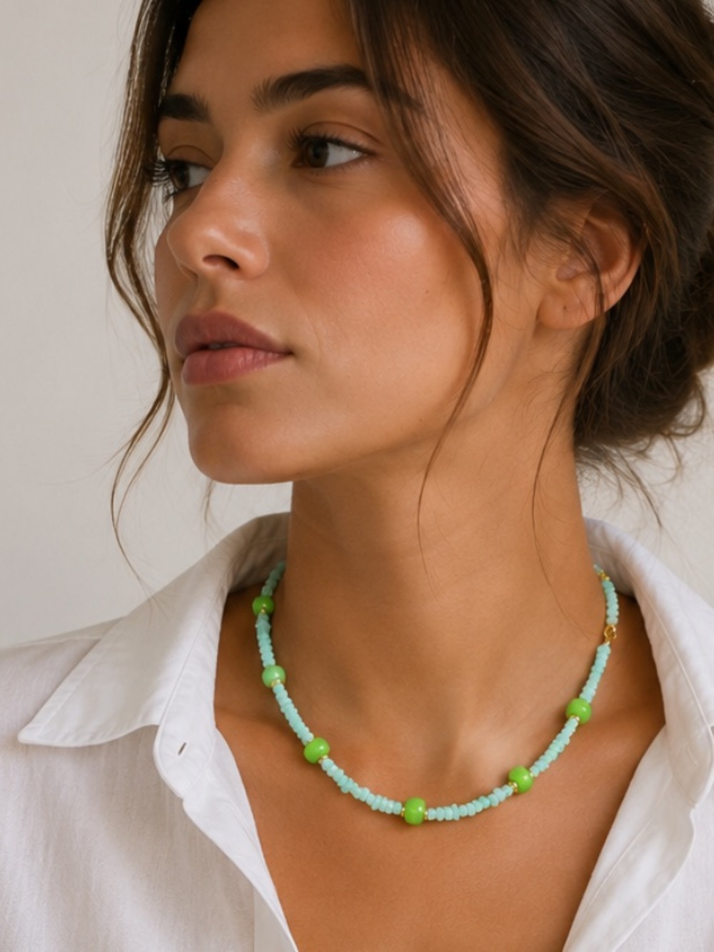 New! Colorful Blue Green Mixed Bead Dopamine Necklace NWOT 5071